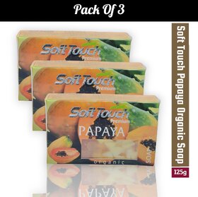 Soft Touch Papaya Organic Soap 125g (Pack of 3)