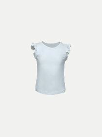 White T-shirt with Frill-detail