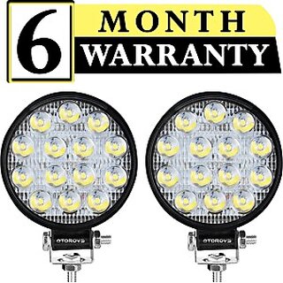                       Otoroys 14 LED Round Fog Light 4 Inches Waterproof Off Road Driving Lamp for Car and Motorcycle (42W Fog Lamp Motorbike LED (12 V, 42 W)(Universal For Bike, Pack of 2)                                              