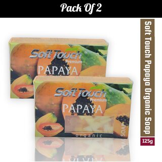                       Soft Touch Papaya Organic Soap 125g (Pack of 2)                                              