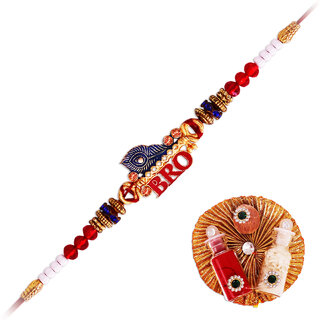                       Aseenaa Elegant Designer Rakhi Band For Beloved Brother Rakhi With Roli And Chawal  Set Of 1, Multicolor                                              