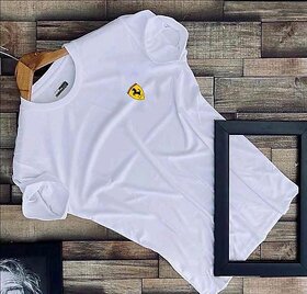 Dry fit round neck white t-shirt