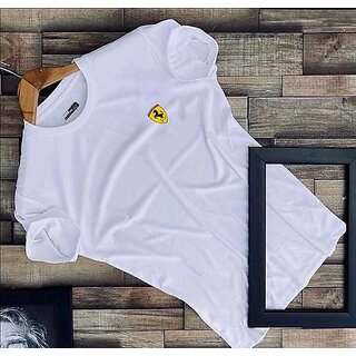                       Dry fit round neck white t-shirt                                              