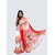 AngaShobha White Red  Cotton Blend Self Design Saree With Running  Blouse Piece