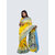 AngaShobha Yellow Blue  Cotton Blend Self Design Saree With Running  Blouse Piece