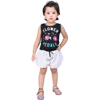                       Kid Kupboard Cotton Baby Girls T-Shirt, Black, Sleeveless, Crew Neck, 2-3 Years KIDS4763                                              