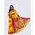 AngaShobha Yellow Red  Cotton Blend Self Design Saree With Running  Blouse Piece