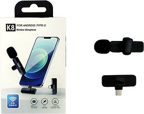 Wox Universal Studios K8 Wireless Plug and Play Type C Collar Mic Supported Android Microphone