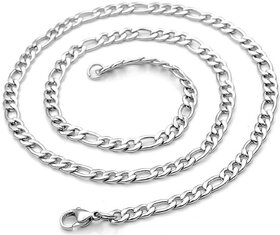 Sullery 6mm Thickness Figaro Link With Lobster Clasp Silver Stainless Steel Chain For Men And Women