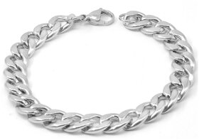 Sullery 10mm widthCurban Curb Link Chain Silver  Stainless Steel  Bracelet For Men And Women