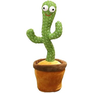 Wox Dancing Cactus Talking Plush Toy with Singing & Recording Function - Repeat What You Say - Pack of 1, Rechargeable Cable Included