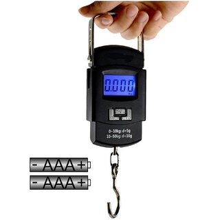 Wox Bolt Electronic Portable Fishing Hook Type Digital LED Screen Luggage Weighing Scale, 50 kg/110 Lb (Black)