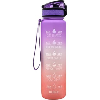                       Wox 1L Motivational Water Bottle with Bounce Cover Time Marker, Bpa Free Leakproof Water Jug for Fitness, Gym,Camping,Travel,Office and Outdoor Sport Accessories (E)                                              