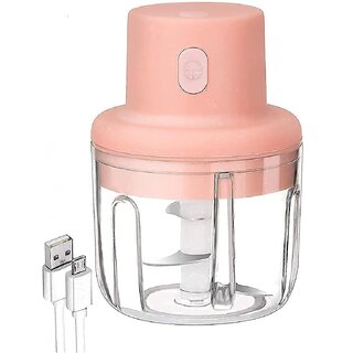                       Wox  Electric Mini Garlic Chopper| Portable Cordless with USB Charging| 450 W| 250 ml| Pink Color                                              