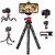 Wox Flexible Gorillapod Tripod with 360 Rotating Ball Head Tripod for All DSLR Cameras(Max Load 1.5 kgs) & Mobile Phones + Free Heavy Duty Mobile Holder(Black) (12 Inch, Black and Red)