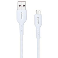 CHAMPION Micro USB Cable 1 m PVC Fast Charging for Samsung Galaxy S7 Plus, active Original Sync 3.0 Amp V8 (Compatible with Mobile Charging & Data Transfer, White, One Cable)
