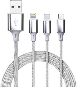 CHAMPION Micro USB Cable 1 m Champ506 (Compatible with Smartphones, Laptop, Tablet, White, Silver, One Cable)