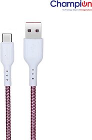 CHAMPION USB Type C Cable 1 m Champ515 (Compatible with Mobile Phone, White&Red, One Cable)