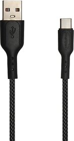 CHAMPION USB Type C Cable 1 m Braided Fast Black & White Charger Data Cable 2.4Amp (Compatible with Vivo V20 SE/V 20 SE, Black, One Cable)