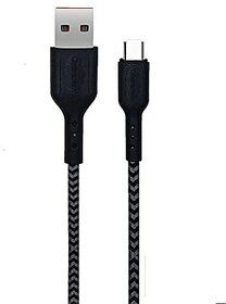 CHAMPION Micro USB Cable 1 m Braided Black Fast Charging Data Cable 2.4Amp (Compatible with Mobile Charging & Data Transfer, Black, One Cable)