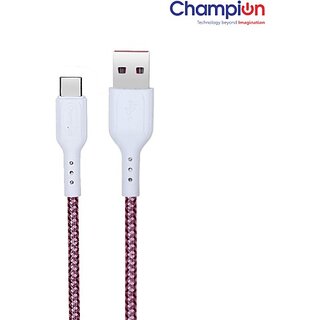 CHAMPION USB Type C Cable 1 m Champ515 (Compatible with Mobile Phone, White&Red, One Cable)