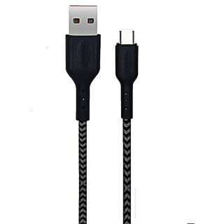 CHAMPION Micro USB Cable 1 m Braided Black Fast Charging Data Cable 2.4Amp (Compatible with Mobile Charging & Data Transfer, Black, One Cable)