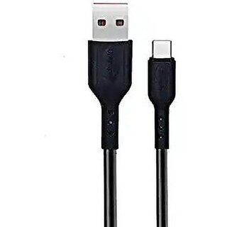 CHAMPION USB Type C Cable 1 m PVC Fast Charging Data Cable (1 mitr) Black 2.4Amp (Compatible with Mobile Charging & Data Transfer, Black, One Cable)