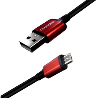 CHAMPION Micro USB Cable 1 m Champ508 (Compatible with Charging and Data Transfer, Black, Red, One Cable)