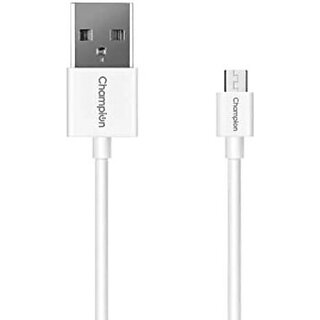                       CHAMPION Micro USB Cable 1 m PVC Micro USB Fast Charging Data Cable (Compatible with Mobile Charging & Data Transfer, White, One Cable)                                              