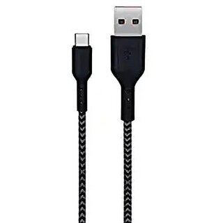                       CHAMPION USB Type C Cable 1 m Braided Black Fast Charging Data Cable 2.4Amp (Compatible with Vivo V20 SE/V 20 SE, Black, One Cable)                                              