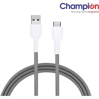                       CHAMPION USB Type C Cable 2 m 3amp TPE Data Cable Type C (Grey)-Series C (Compatible with Mobile charging, Data Transfer, Grey, One Cable)                                              