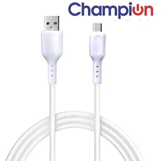                       CHAMPION USB Type C Cable 1 m Premium Fast Charging Data Cable (Compatible with Mobile Phone, White, One Cable)                                              