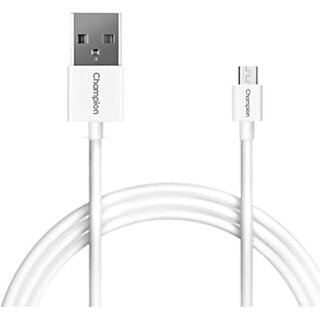                       CHAMPION Micro USB Cable 1 m PVC Series M Fast Charging Data Cable 2.4Amp (Compatible with Mobile Charging & Data Transfer, White, One Cable)                                              