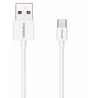                       CHAMPION USB Type C Cable 1 m PVC 2.4Amp Data Cable (Compatible with Mobile Charging & Data Transfer, White, One Cable)                                              