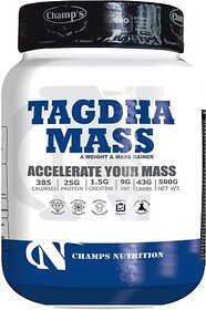 CHAMPS NUTRITION TAGDHA MASS 500 GM Weight Gainers/Mass Gainers (500 g, CHOCOLATE, BANANA, MANGO, STRAWBERRY, VANILLA, AMERICAN ICECREAM)