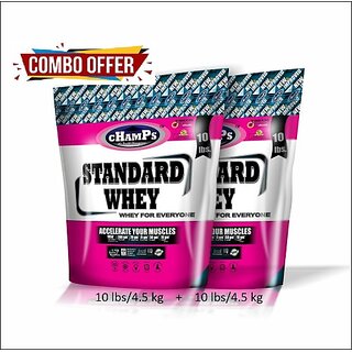                       CHAMPS NUTRITION STANDARD WHEY Whey Protein (9 kg, STRAWBERRY, CAPPUCCINO, ROCKY ROAD, COFFEE, COOKIES amp CREAM)                                              