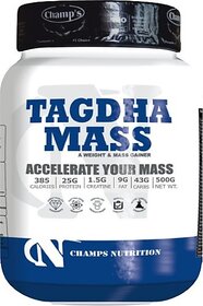 CHAMPS NUTRITION TAGDHA MASS 500GM Weight Gainers/Mass Gainers (500 g, ROCKY ROAD)