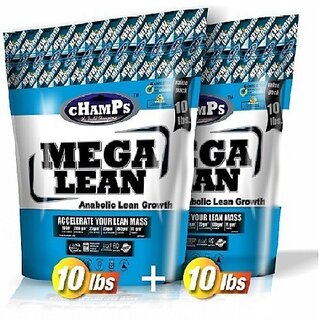                      CHAMPS NUTRITION CHAMPS MEGA LEAN 20LB(10LB+10LB) COMBO PACK Weight Gainers/Mass Gainers (9 kg, COFFEE)                                              