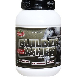                       CHAMPS NUTRITION Builder Whey 2 lbs ( ISOLATE & CONCENTRATE) Whey Protein (907 g, Chocolate)                                              