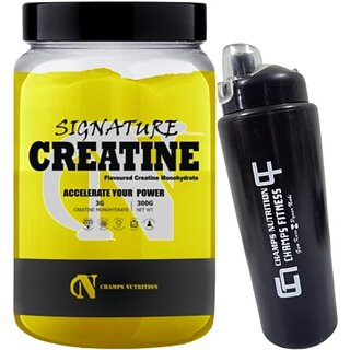                      CHAMPS NUTRITION SIGNATURE CREATINE WITH SHAKER Creatine (300 g, GREEN APPLE)                                              