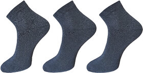 USOXO Soft Breathable Combed Cotton Ankle Socks For Men Pack Of 3 (Black) Neo Black