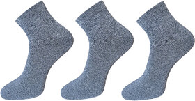 USOXO Soft Breathable Combed Cotton Ankle Socks For Men Pack Of 3 (Dark Grey) Neo Dark Grey