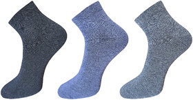 USOXO Soft Breathable Combed Cotton Ankle Socks For Men Pack Of 3 (Airforce blue,Black, Light grey) Neo Plax