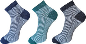 USOXO Soft Breathable Combed Cotton Ankle Socks For Men Pack Of 3 (Black, Navy blue, Olive green) soft berry ankle
