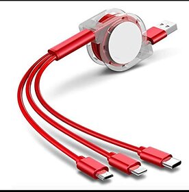 Multi Retractable 3.0A Fast Charger Cord, Multiple Charging Cable 4Ft/1.2m 3-in-1 USB Charge Cord with Phone/Type C