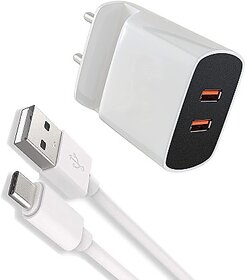 Digimate 2.4 A Multiport Mobile Mobile Stand & Charger USB Wall Adapter with 2.4A Quick Charging Dual USB Port Charger with Detachable Cable  (White, Cable Included)