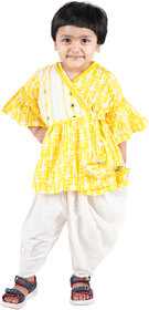 Kid Kupboard Cotton Baby Girls Kurta, Yellow, Full-Sleeves, V-Neck, 2-3 Years KIDS4814