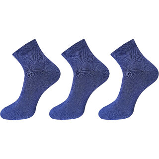                       USOXO Soft Breathable Combed Cotton Ankle Socks For Men Pack Of 3 (Blue) Neo Blue                                              