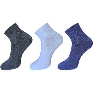                       USOXO Soft Breathable Combed Cotton Ankle Socks For Men Pack Of 3 (Black, Navy blue, White) Neo Cool                                              