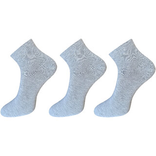                       USOXO Soft Breathable Combed Cotton Ankle Socks For Men Pack Of 3 (Light Grey) Neo Light grey                                              